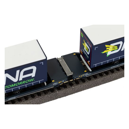 Wagon towarowy podwójna platforma T3000e z ładunkiem, Wascosa Piko 24600 HO 1:87